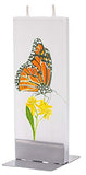 Flatyz - Twin Wick Flat Candle - Monarch Butterfly On Flower