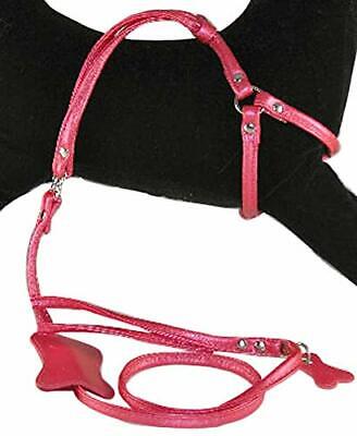 Beau Nouveau - Step-In Dog Harness & Leash - Hot Pink Leather - Medium