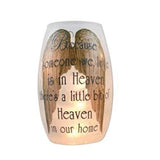 Stony Creek - Frosted Glass - 5" Lighted Vase - Angel Wings Bereavement - Silver