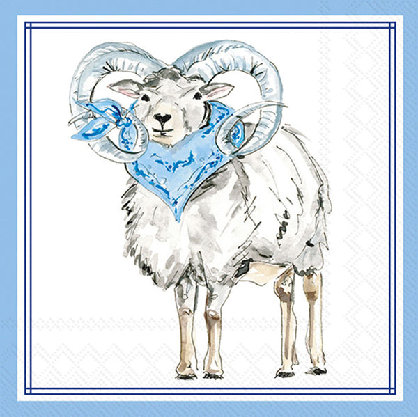 Boston International - 3-Ply 5" Cocktail Napkins - Hometown Pride - Blue Ram