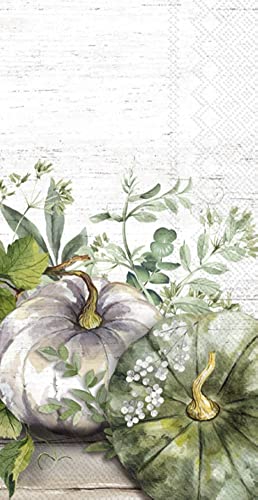 Boston International - Paper Guest Towel 16 Count - Green & White Pumpkins
