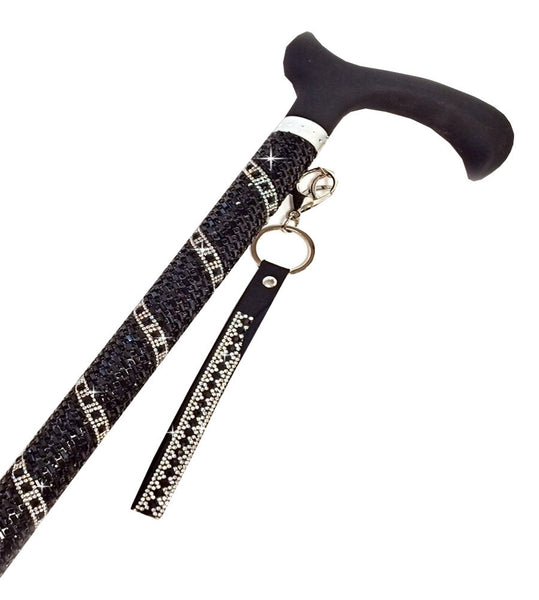 Jacqueline Kent Sugar Cane - Adjustable Cane - Black Silver