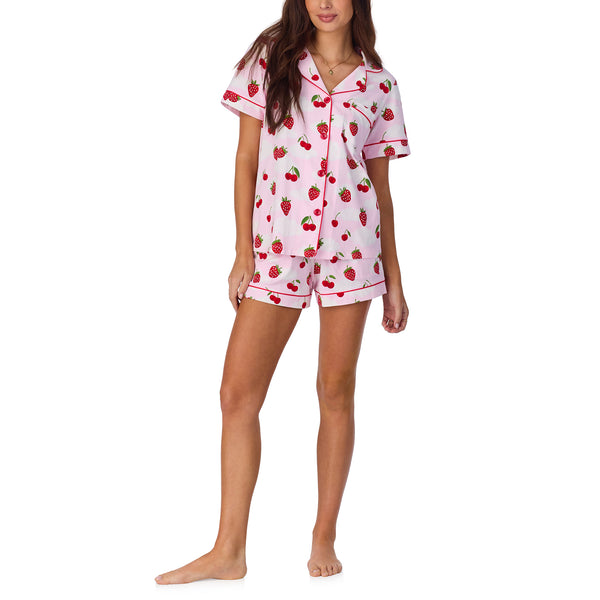 BedHead - Classic S/S Stretch Jersey Shorty PJ Set - Berry Soufflé - Medium