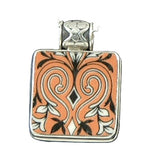 Hand Cut China - Sterling Silver Pendant - Black & Pink Pattern
