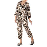 Bedhead - 3/4 Sleeve Flannel Cropped PJ Set - Charming Cheetah - Small