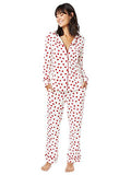 The Cat's Pajamas Knit Pajama Set - Sprinkle Dots Red - Women Small