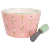 Boston International - 4.75" Bowl & Spreader - Pink Daisy