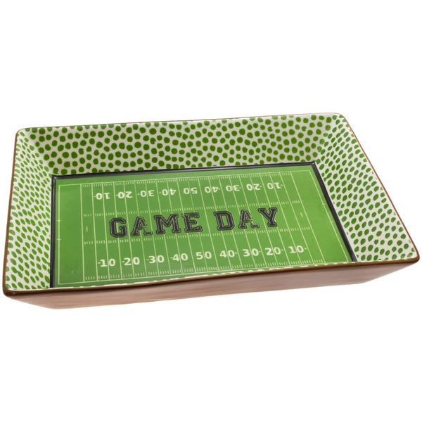 Boston International - 13" x 9" Ceramic Deep Dish Serving Platter - Football Fever