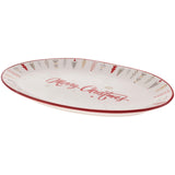 Boston International - 14"x9.5" Ceramic Christmas  Platter - Festive Trees