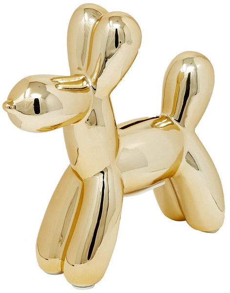 Interior Illusions - 7.5" Mini Ceramic Balloon Dog Money Bank - Gold