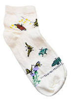 Wheel House Designs Socks - Butterflies on Natural - Anklet 9-11