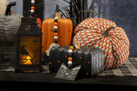 Boston International - 4.5" x 7" Square Ceramic Pumpkin - Orange w/ Ghost Tag
