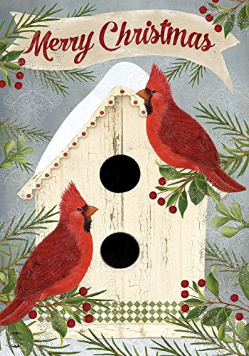 Briarwood Lane - 12.5" x 18" Garden Flag - Christmas Cardinal Birdhouse