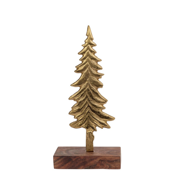 Boston International - Small Gilded Gold Spruce Christmas Tree on Wood Base