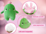 BABOLI - 10" Cuddly Cactus Stuffed Plant Animal w/ Smiley Face & Pink Antenna