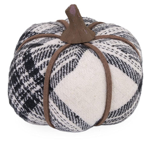 Boston International - Small Fabric Pumpkin - Black & White Plaid