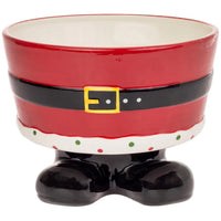 Boston International - Ceramic Large Footed Serving Bowl - Santa Belt