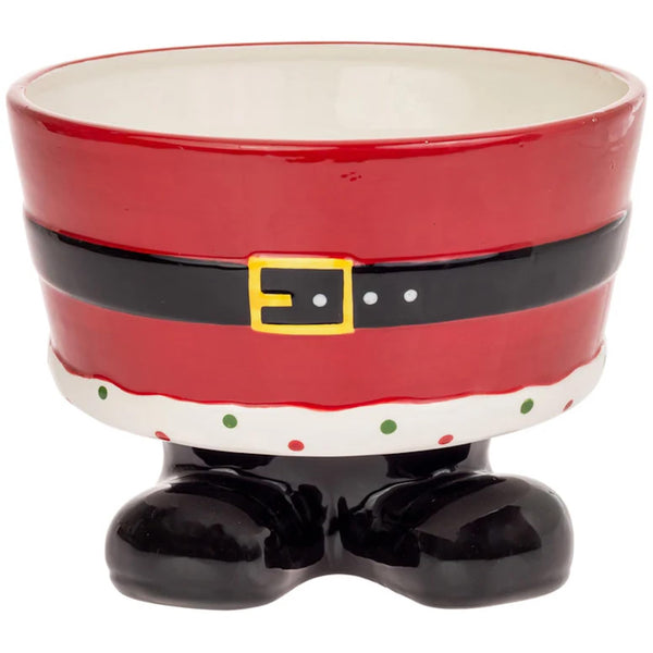 Boston International - Ceramic Large Footed Serving Bowl - Santa Belt