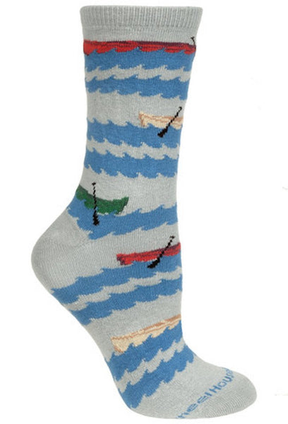 Wheel House Designs Socks - Canoe on Gray - 9-11