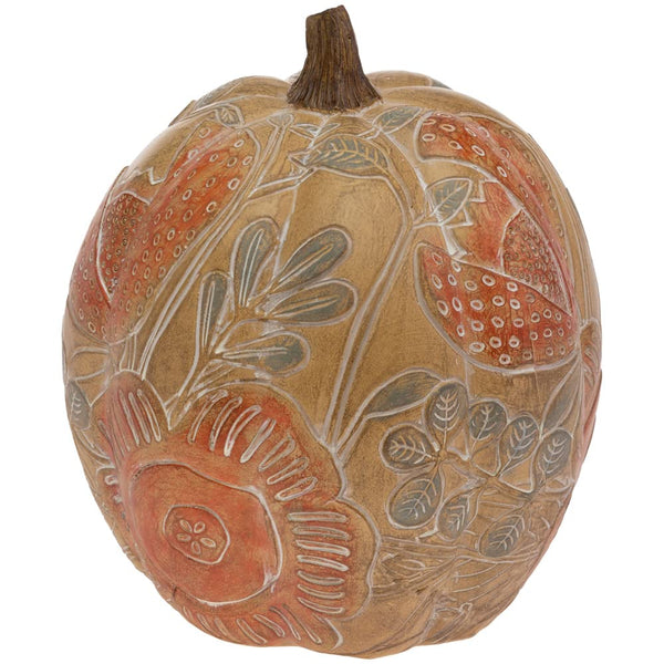 Boston International - Tall Carved Pumpkin - Floral
