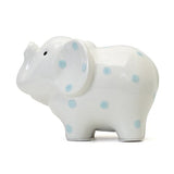 Child To Cherish - White Elephant Money Bank - Blue Polka Dot