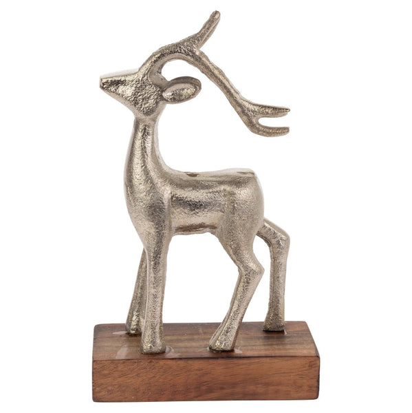 Boston International - 8.5" Silver Christmas Reindeer Figurine