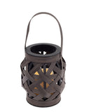 Boston International - Small Basketweave Lantern w/ LED Candle - Brown