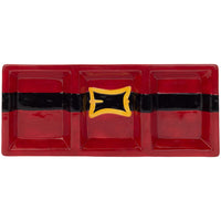 Boston International 14"x6" Tri Part Christmas Platter - Santa Belt