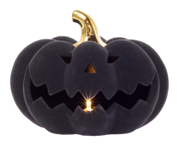 Boston International - Large Black Flocked Velvet Jack O Lantern  - LED