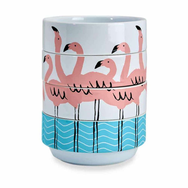 Kitsch'n Glam - Ceramic Stacking Bowls - Flamingo