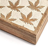 Two's Company - Hand-Carved Mango Wood Boxes - Leaf Design - Set of 2