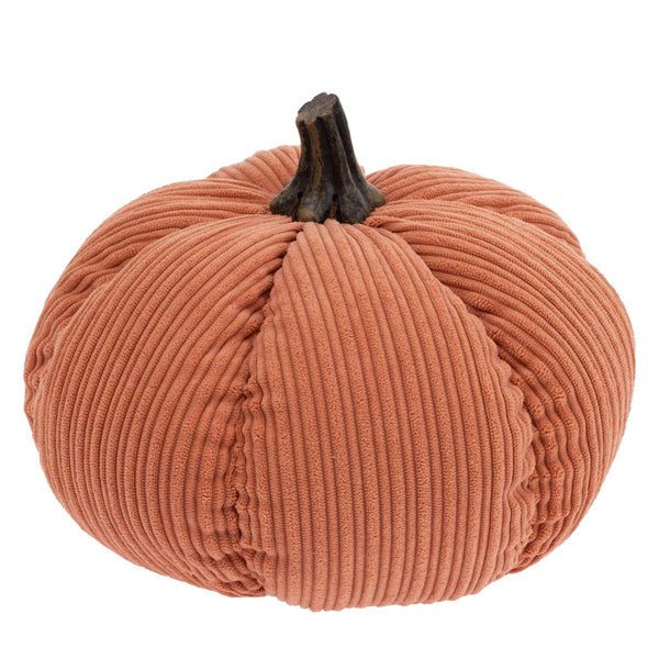Boston International - Small Corduroy Plush Pumpkin - Terracotta Orange