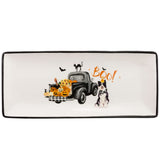 Boston International - 12"x5" Ceramic Platter - Halloween Truck Pups