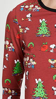 BedHead - Long Sleeve Pullover Crew & Jogger PJ Set - Peanuts Holiday Party - X-Small