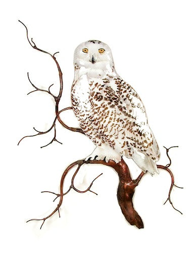 Bovano - Wall Sculpture - Snowy Owl on Branch
