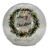 GC - Christmas Cardinal - 6" LED Lighted Crackle Glass Globe - Bells