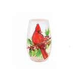 Stony Creek - 5" Frosted Lighted Vase - Birds of Winter Cardinal