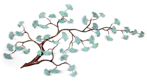 Bovano - Wall Sculpture - Enameled Ginkgo Branch