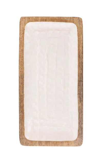 Boston International - 14" x 7" Rectangle Tray - Mango Wood & Mother of Pearl