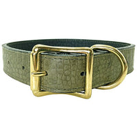 Savannah Leather Dog Collar by Auburn Leather - Lizard Olive 1 1/4" Width x 26" Length