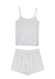 Pretty You London - Organic Cotton Cami Short Set - Grey Ecru - Size 8-10