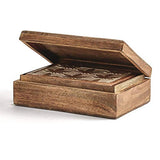 Two's Company - Hand-Carved Mango Wood Boxes - Leaf Design - Set of 2