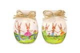 Stony Creek - 4" Frosted Glass USB Lighted Jar - Bunny Parade