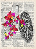 ArtNWordz -  Vintage Recycled Dictionary Print - Flower Lungs