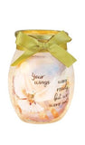 Stony Creek - 4" Frosted Glass Lighted Jar w/Garland - Heavenly Dove Green