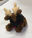 Ganz - Christmas Soft Spots - Black & Brown Dog Reindeer 5" Beanbag Plush - Rare