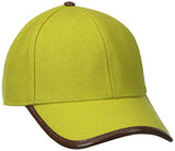 San Diego Hat Company - Women's Ball Cap - Lime Green Wool - Faux Leather Trim