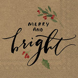 Boston International - 3-Ply 5" Cocktail Napkins 20 Count - Merry & Bright Green/Red