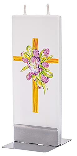 Flatyz - Twin Wick Flat Candle - Tulips on Easter Cross