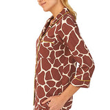 BedHead - 3/4 Sleeve Cropped Woven Cotton PJ Set - Giraffe - Small